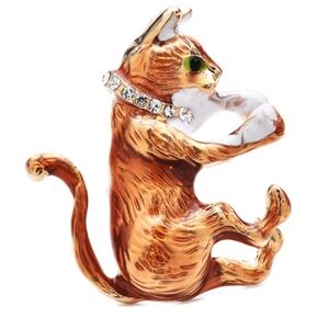 New Cat Brooch with Crystal Accents